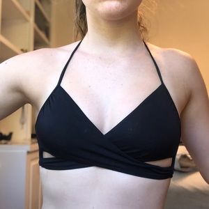 pink swim, cutout top, looks like a wrap top